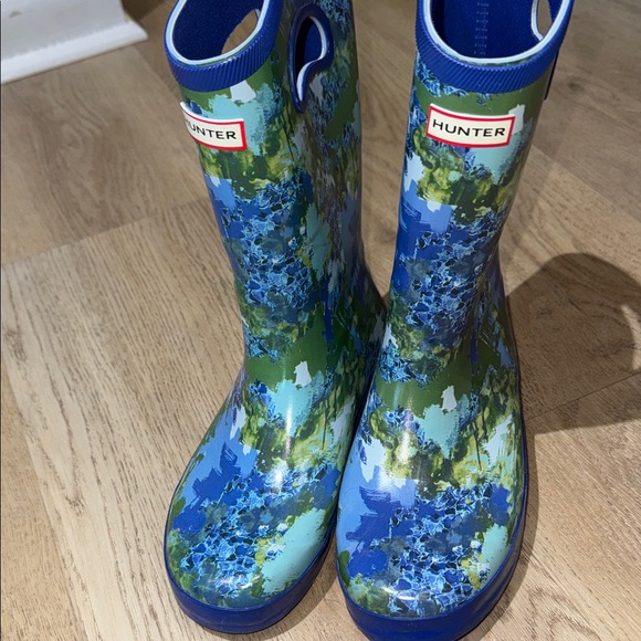 Hunter Other - Hunter Kids Green and Blue Patterned Rain Boots